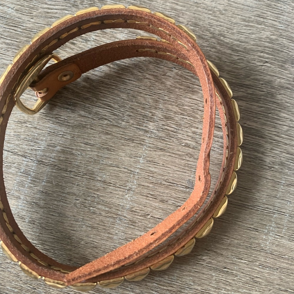 Victoria Emerson gold studded camel leather wrap bracelet - Picture 5 of 7